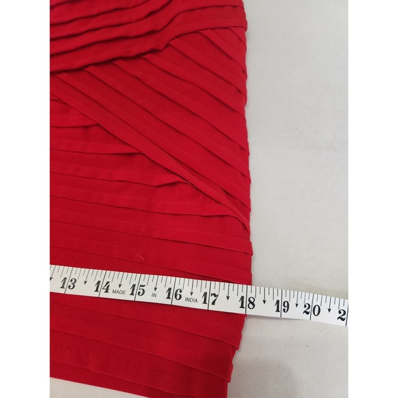 Calvin Klein Red Bandage Bodycon Sheath Dress Sleeveless Pleated Scoop Neck - Picture 3 of 6